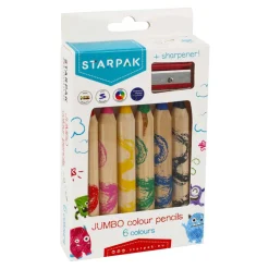Jumbo Potloodkrijtjes, 6st. + Puntenslijper