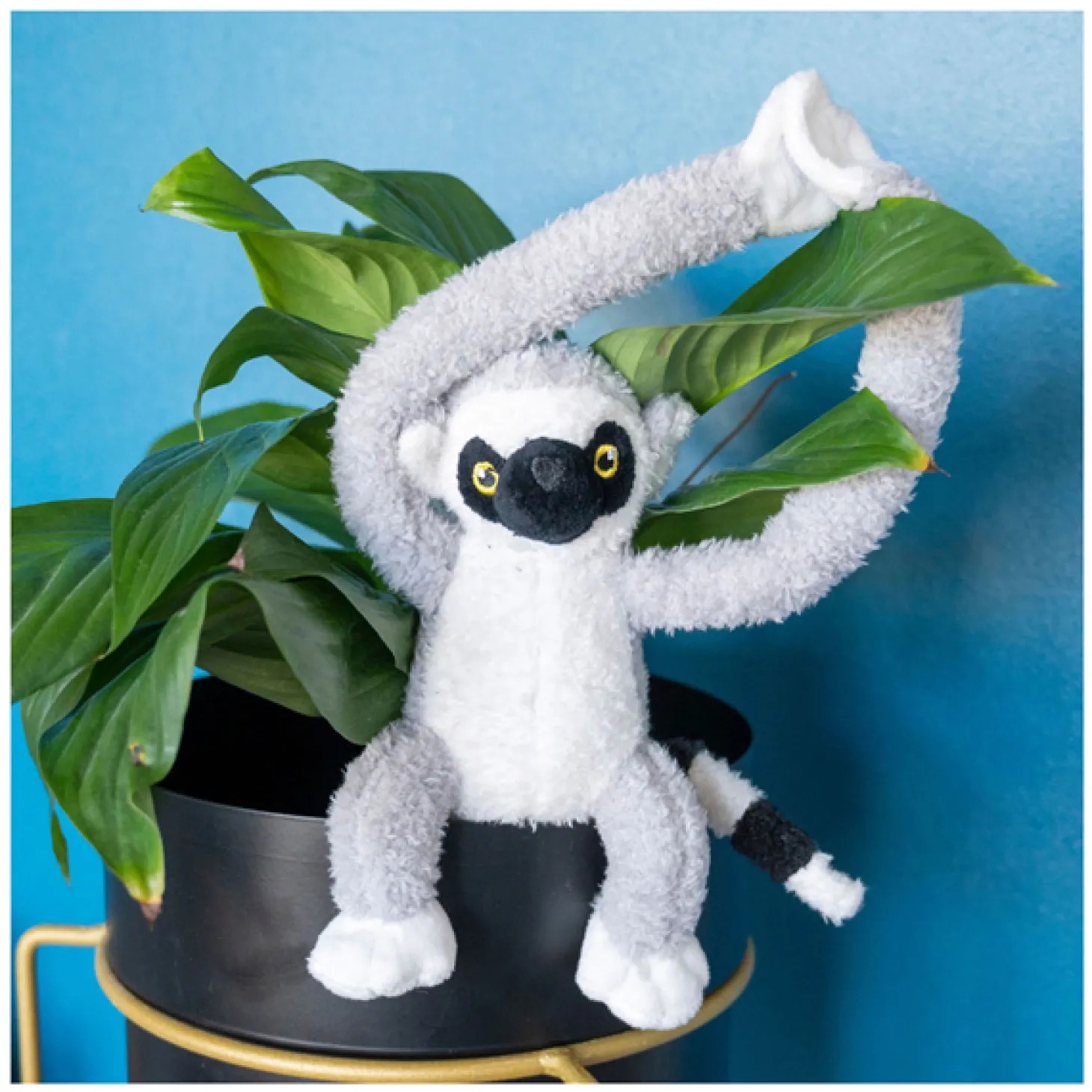 Jungle Mates Knuffel - Lemur Maki Grijs Zwart
