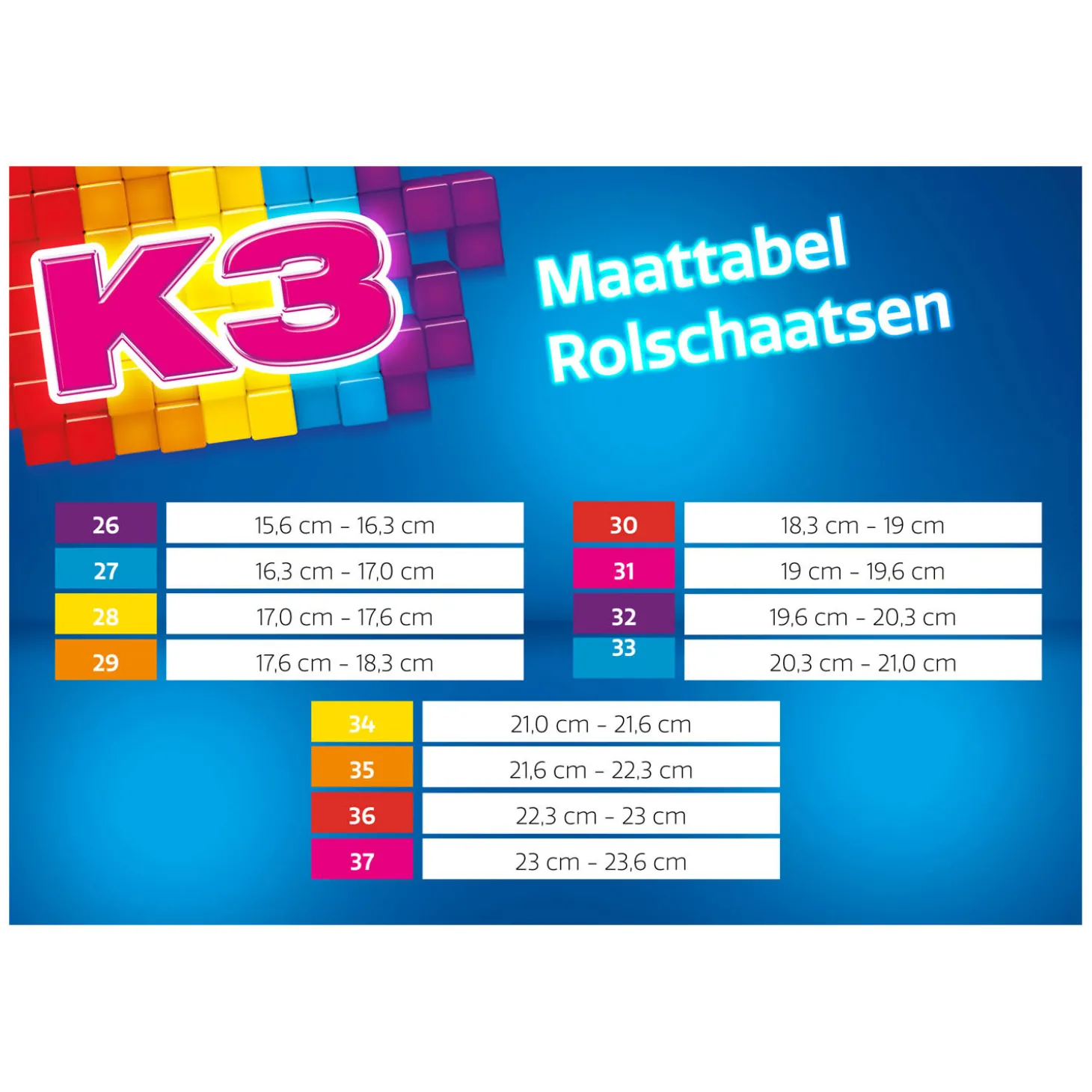 K3 Rolschaatsen Regenboog, maat 34-37