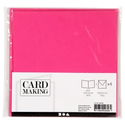 Kaarten en Enveloppen Donker Roze, 4st.