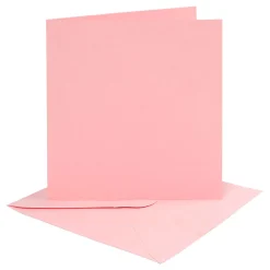 Kaarten en Enveloppen Roze, 4st.