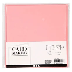 Kaarten en Enveloppen Roze, 4st.