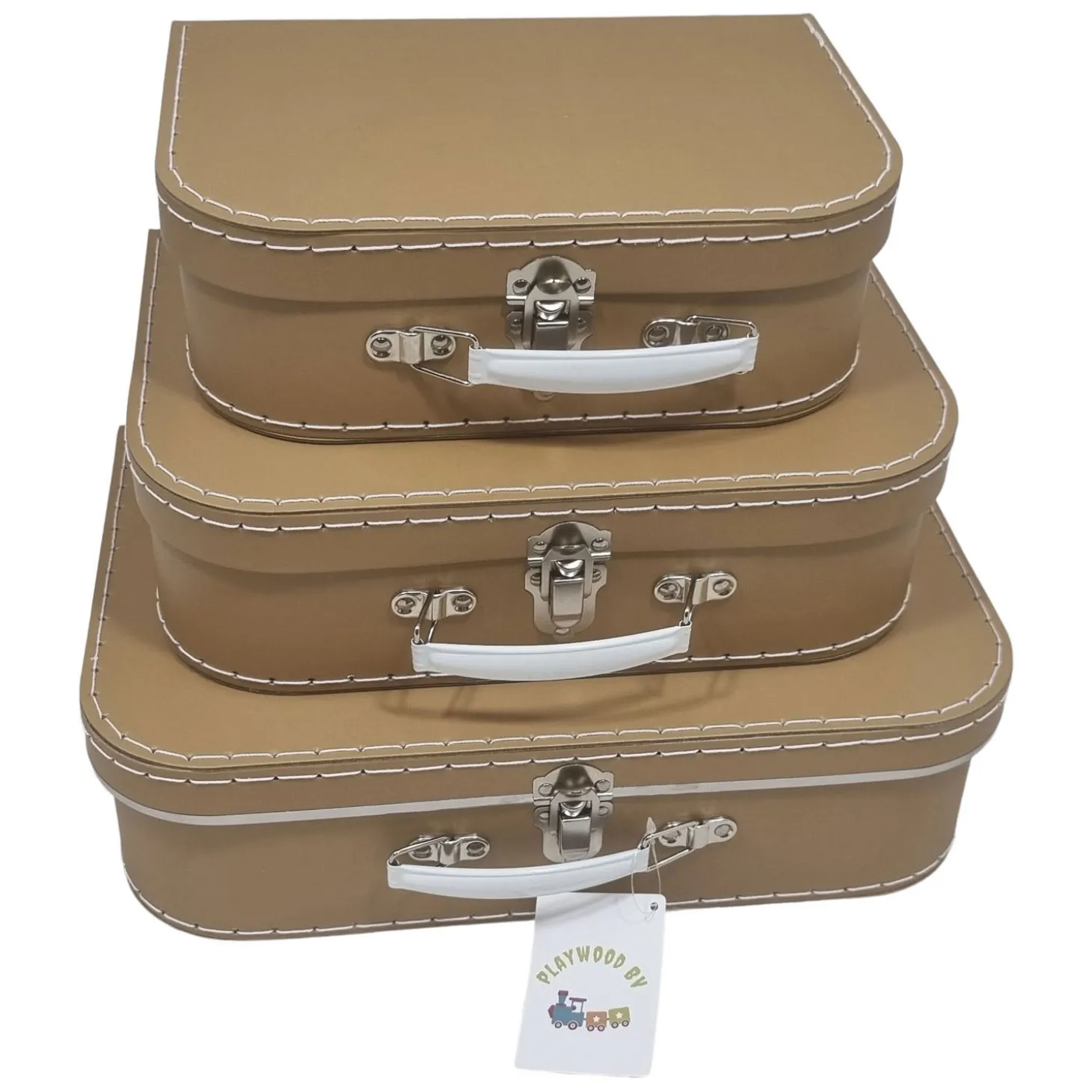 Kartonnen Koffer Set Bruin, 3st.