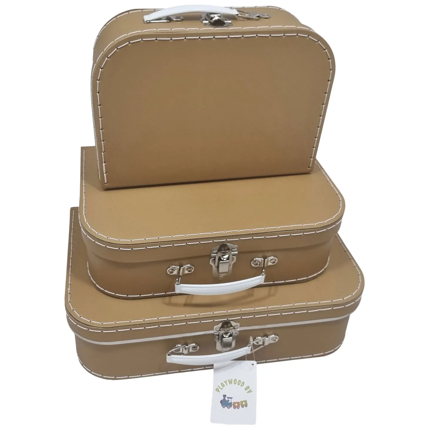 Kartonnen Koffer Set Bruin, 3st.