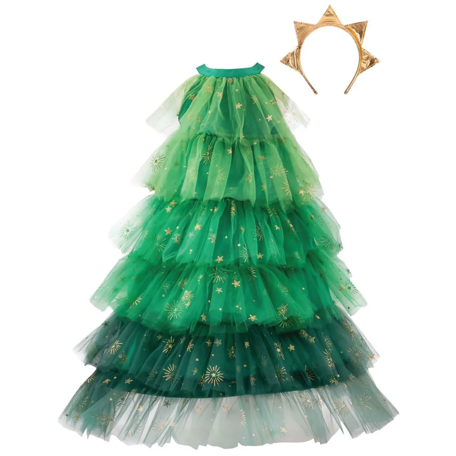 Kerstboomjurk met Haarband - 3-4 Jaar