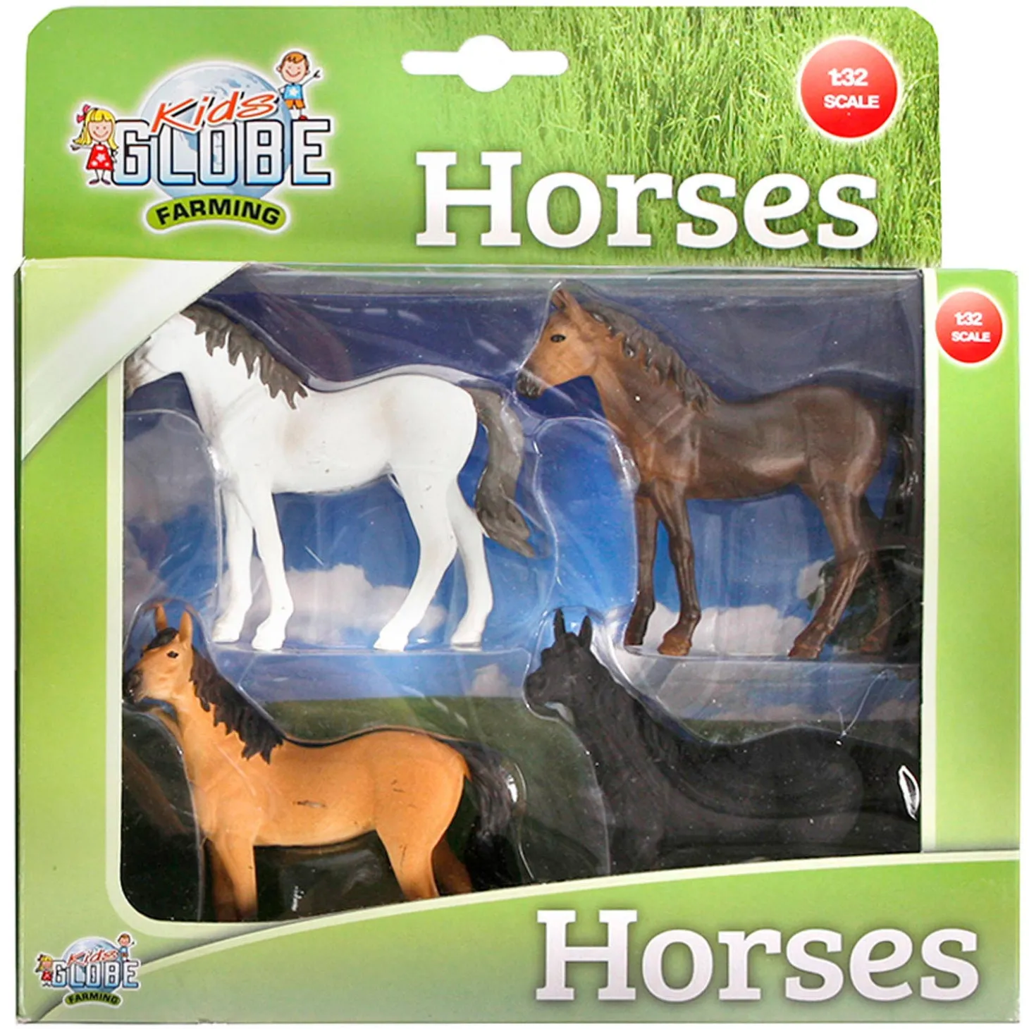 Kids Globe Paarden, 4st. 1:32