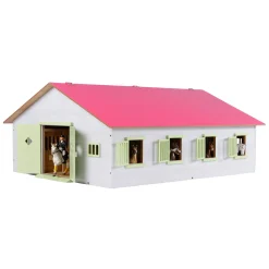 Kids Globe Paardenstal Roze met 7 Boxen, 1:24