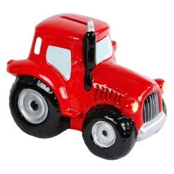 Kids Globe Spaarpot Aardewerk Tractor  Rood