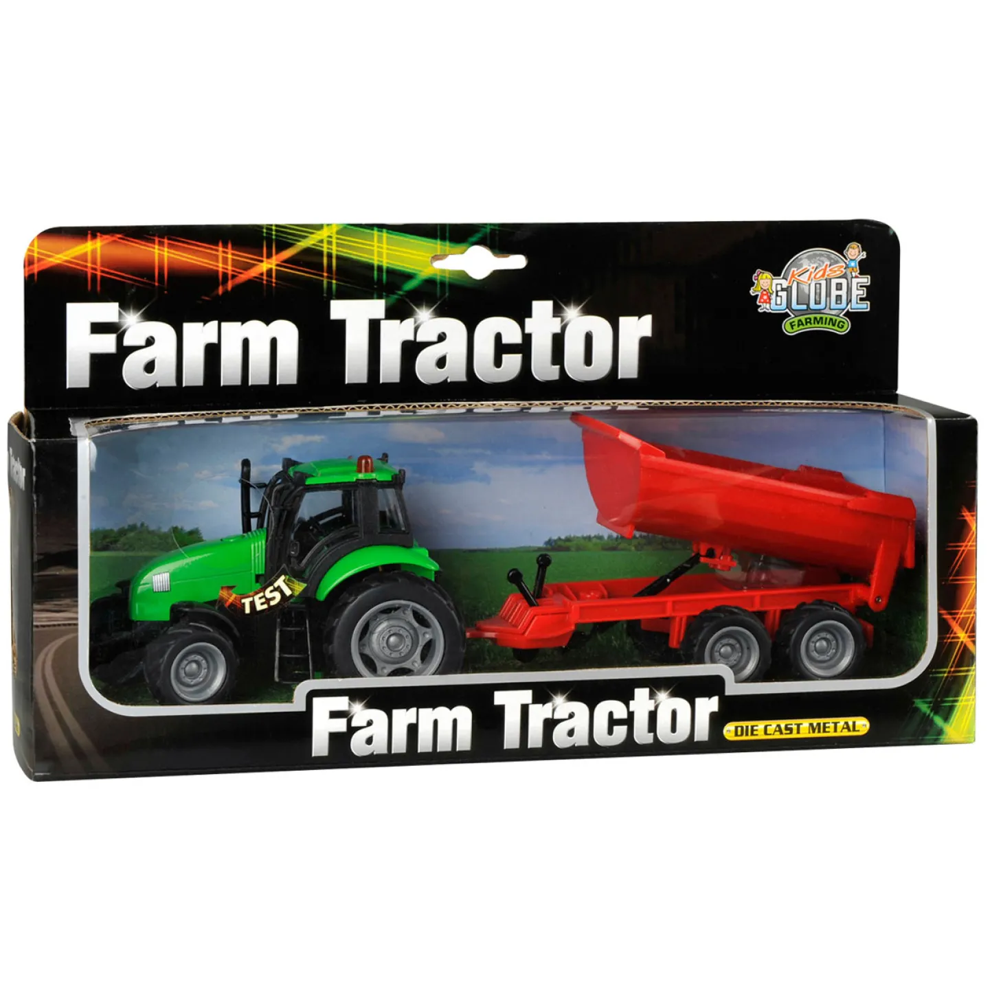 Kids Globe Tractor met Aanhanger Licht & Geluid 1:32