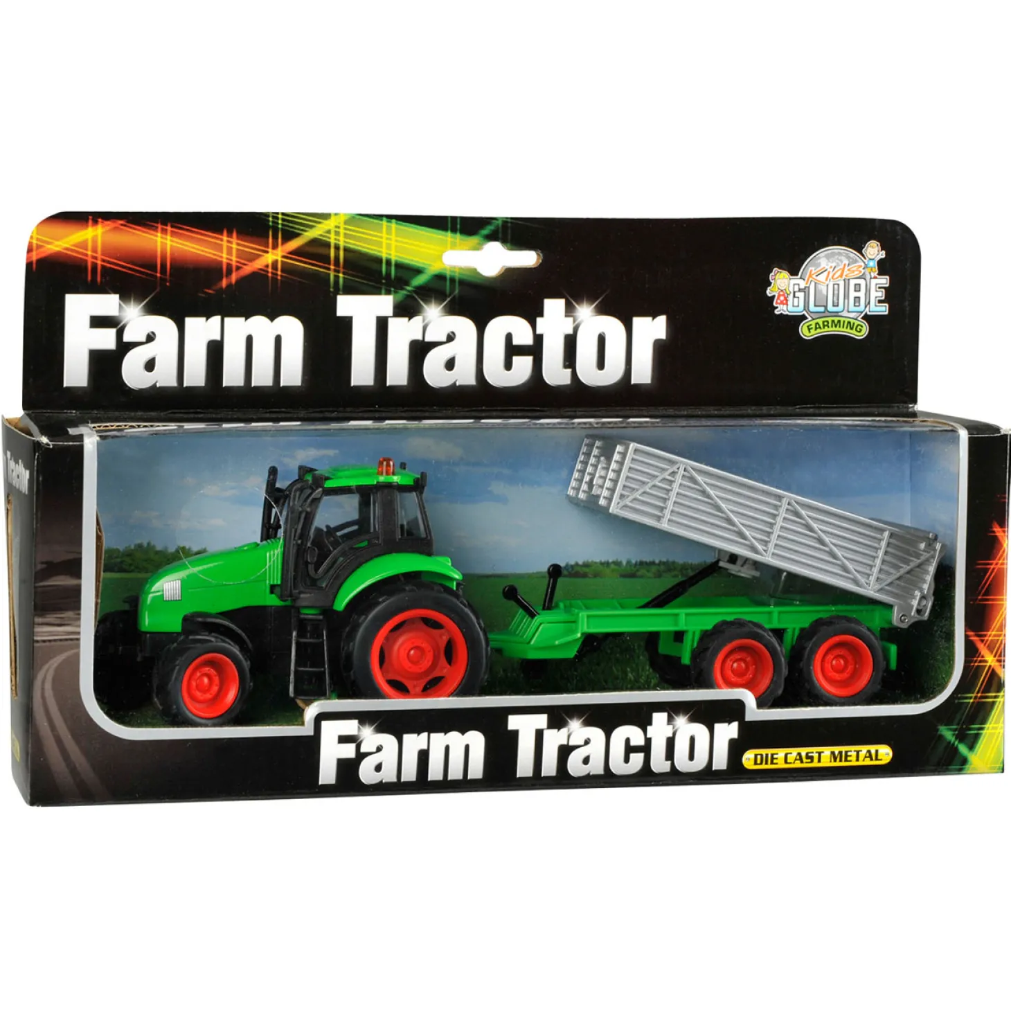 Kids Globe Tractor met Aanhanger Licht & Geluid 1:32