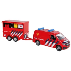 Kids Globe VW Transporter Brandweer met Aanhangwagen