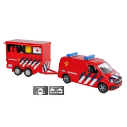 Kids Globe VW Transporter Brandweer met Aanhangwagen
