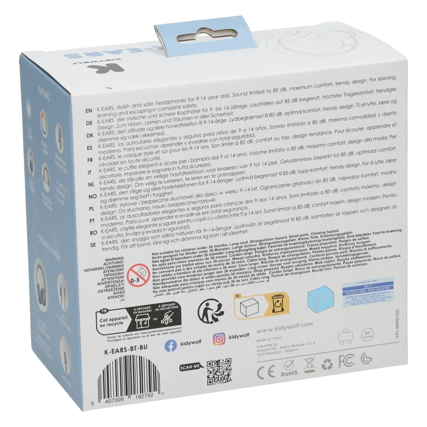 Kidywolf Kidyears Bluetooth Headset Blauw