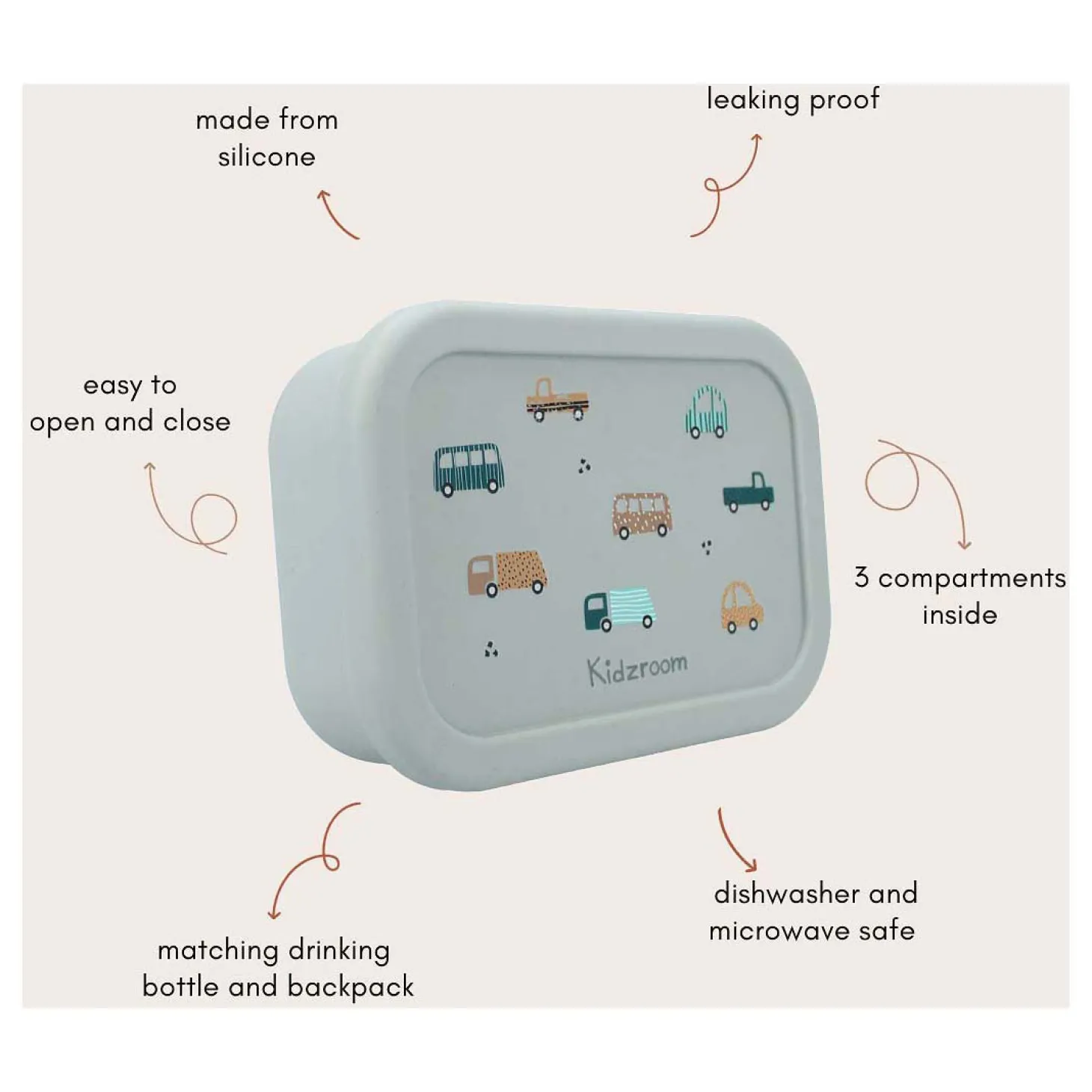 Kidzroom Broodtrommel Lovely Lunch Voertuigen