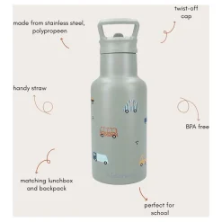 Kidzroom Drinkfles Sweet Sips Voertuigen, 350ml