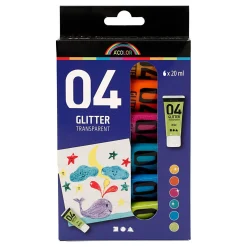 Kinder Acrylverf Glitter Kleur, 6x20ml