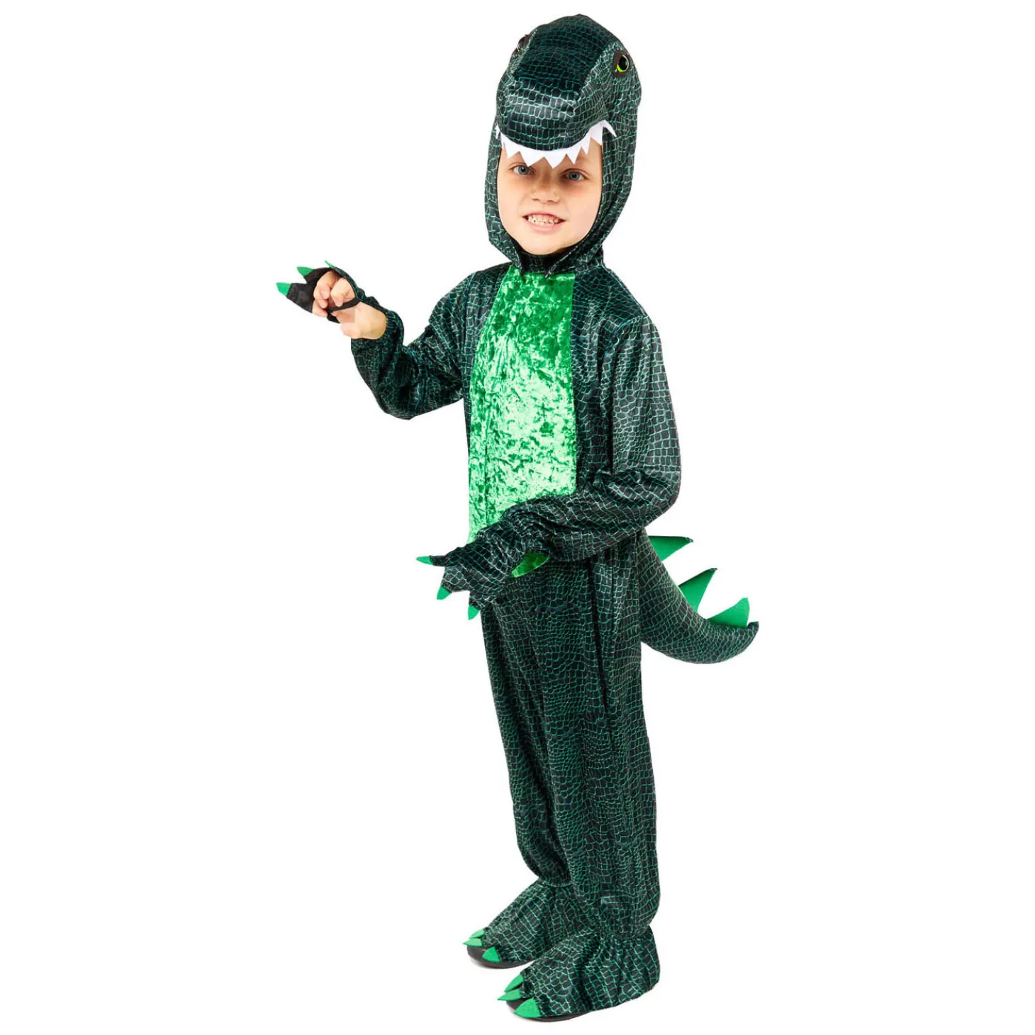 Kinderkostuum Donkergroene Dino, 4-6 jaar