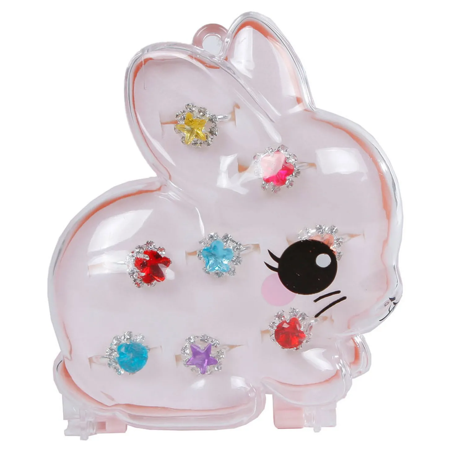 Kinderringen in Sieradendoosje Konijn, 8st.