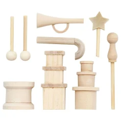 Kleine Houten Accessoires voor Decoratie Set, 13dlg.