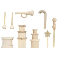 Kleine Houten Accessoires voor Decoratie Set, 13dlg.