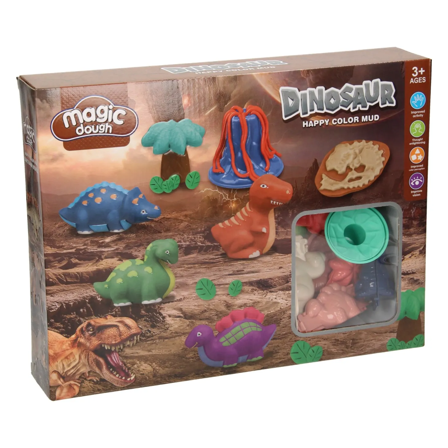 Kleiset Dinowereld - 6 Kleipotjes