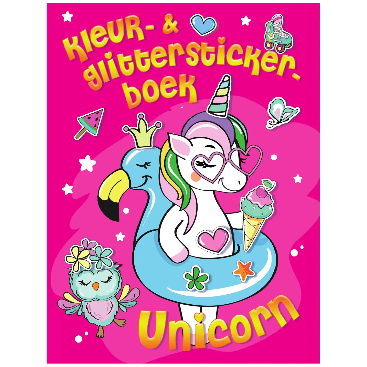 Kleur- & Glitter Stickerboek Unicorn