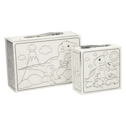 Kleur je eigen Dinokoffertjes, set van 2