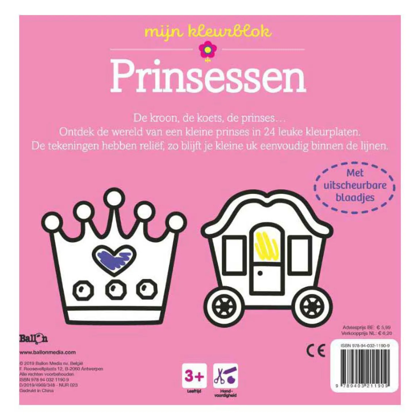 Kleurblok Junior - Prinsessen Dikke Lijnen 3+