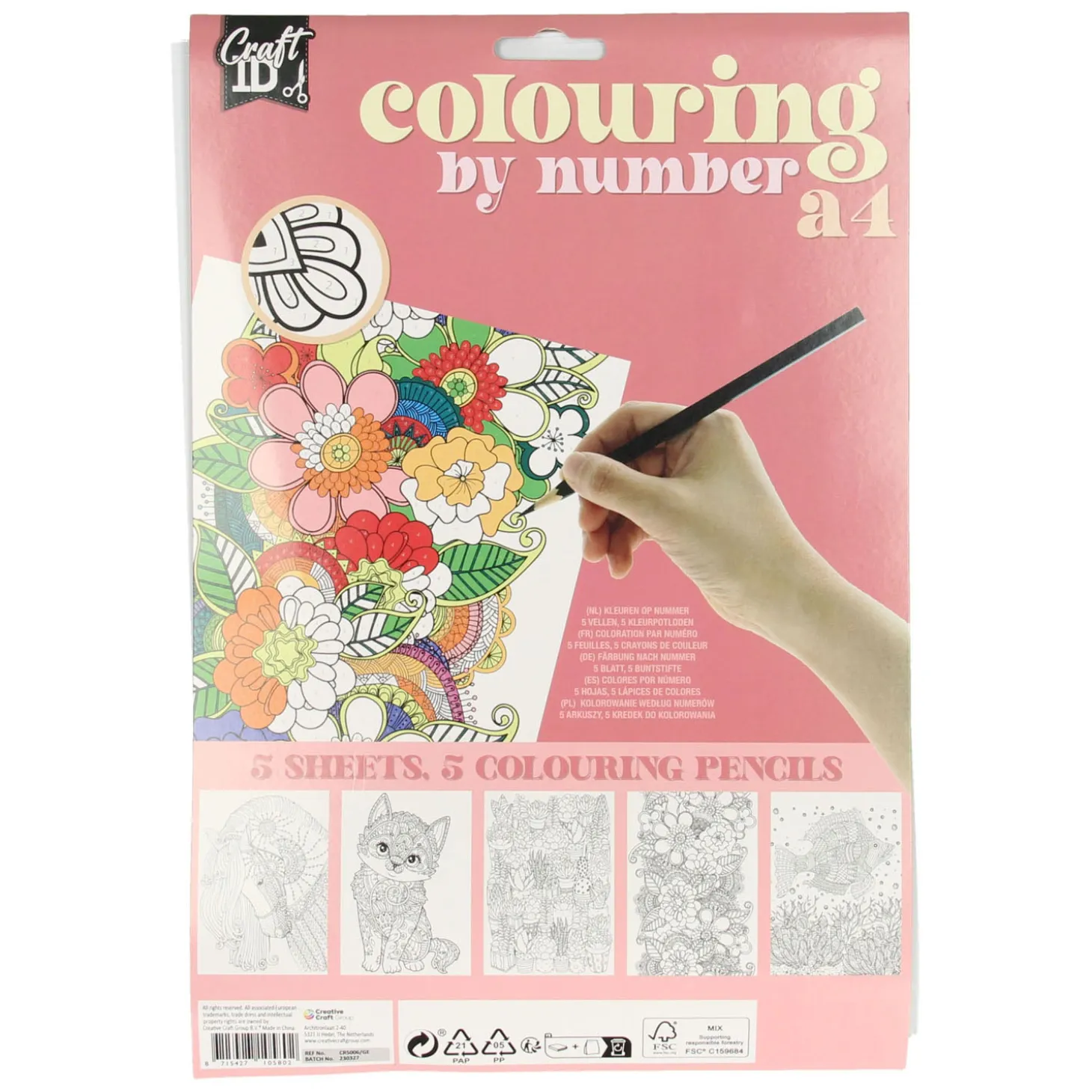 Kleuren op Nummer met 5 Kleurpotloden