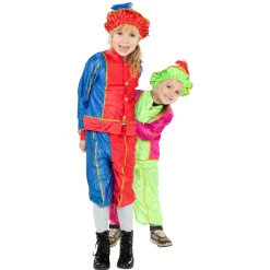 Kostuum Piet Rood Blauw, 4-6 Jaar