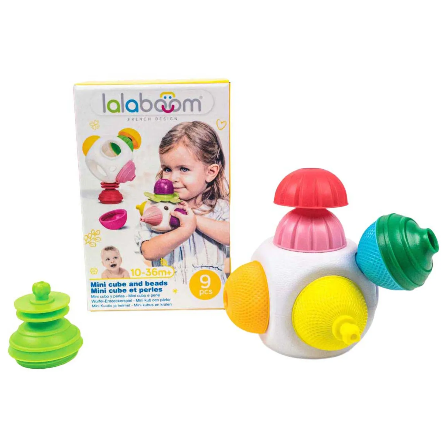 Lalaboom - Mini kubus met Educatieve Kralen - 9st.