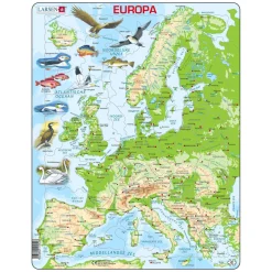 Larsen Legpuzzel Kaart Europa - Geografisch met Dieren, 87st.