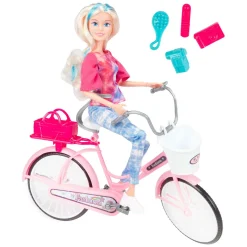 Lauren Modepop op Fiets met Accessoires