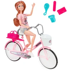 Lauren Modepop op Fiets met Accessoires