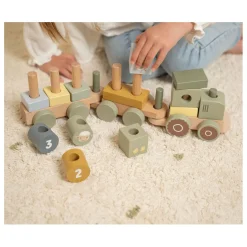 Little Dutch Houten Blokkentrein Tractor Little Farm FSC