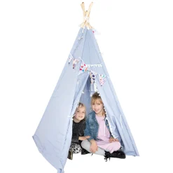 Luxe Tipi Tent Blauw met Lichtjes, 128cm