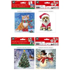 Maak je eigen Kerstkaarten Diamond Painting, 2st.