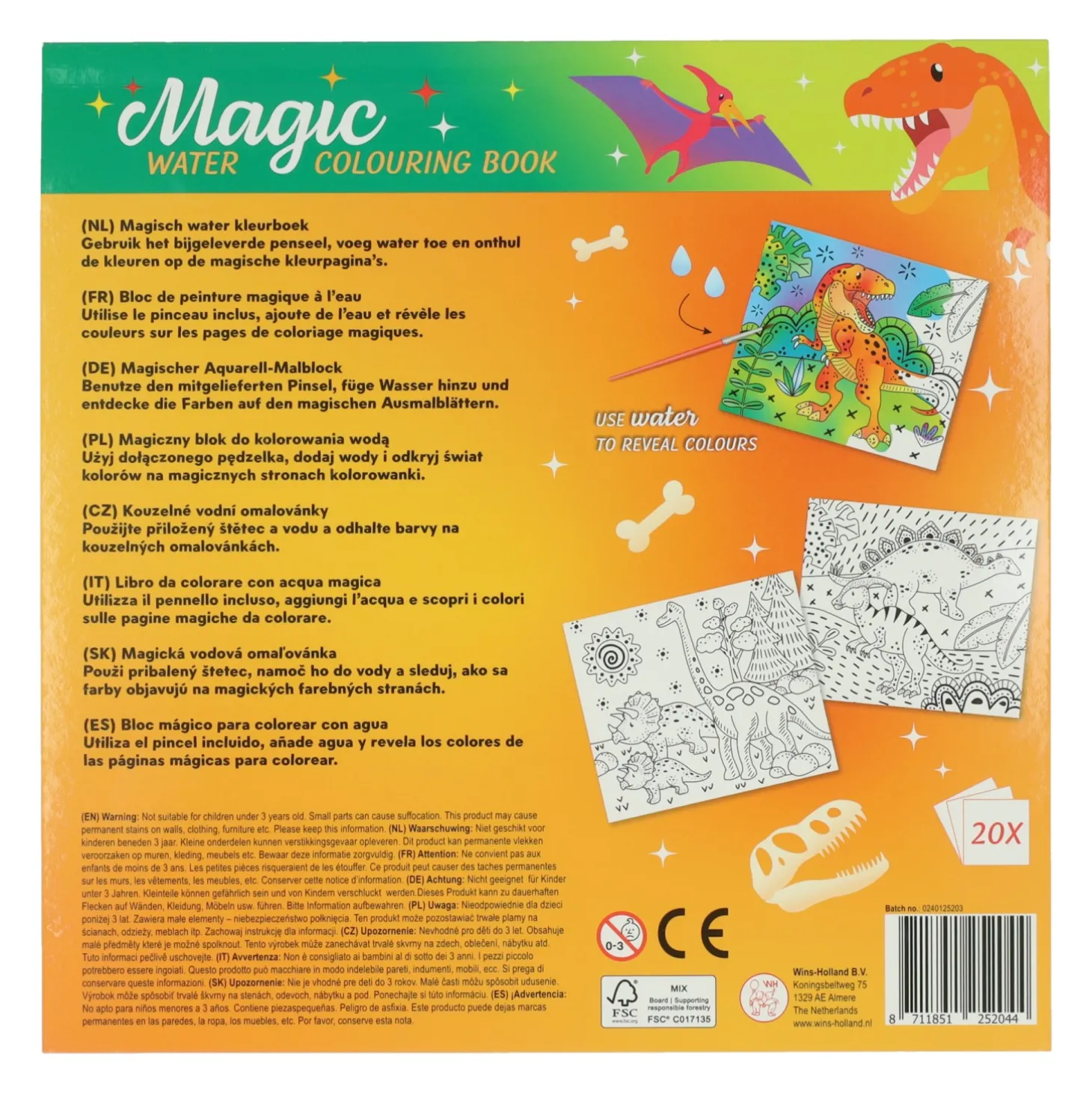 Magische Waterverfkleurblok Dino