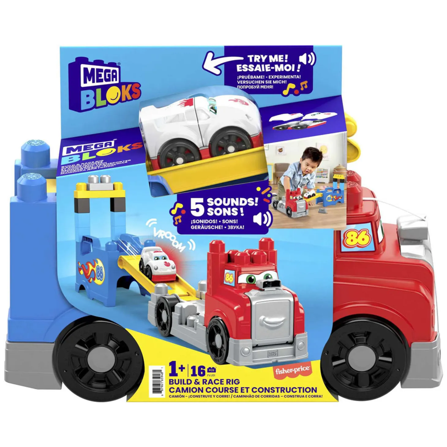 Mega Bloks Bouw- en Racetruck - 16dlg.