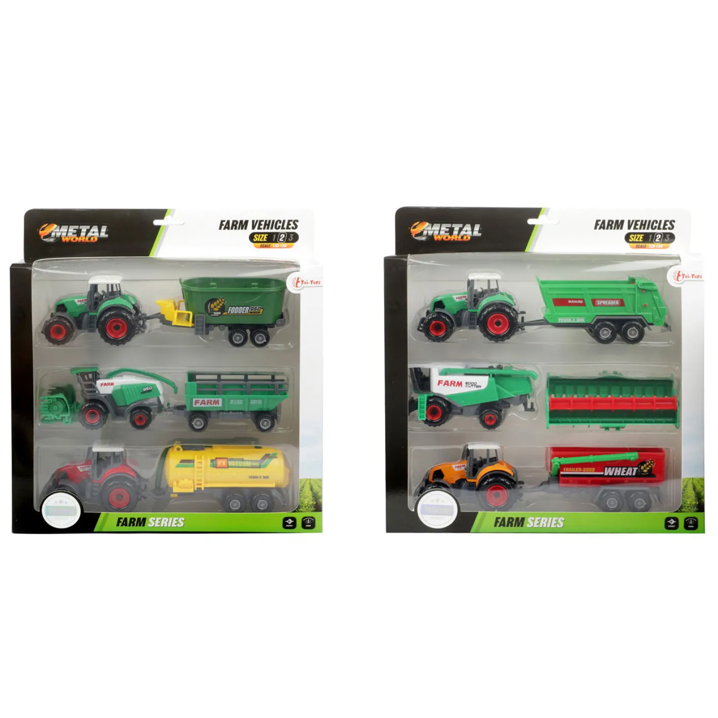 Metal Tractor met Aanhanger, 6dlg.