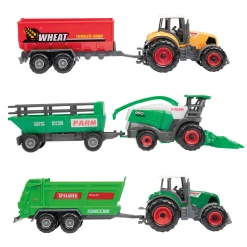Metal Tractor met Aanhanger, 6dlg.