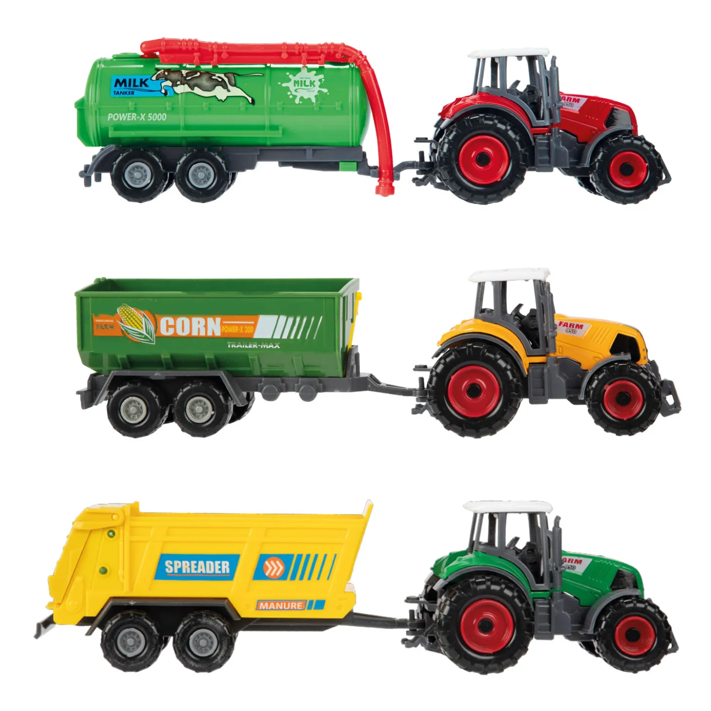 Metal Tractor met Aanhanger, 6dlg.