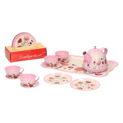 Metalen Theeserviesje Roze, 15dlg.