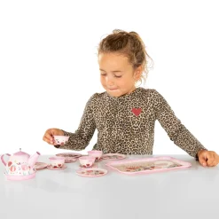 Metalen Theeserviesje Roze, 15dlg.