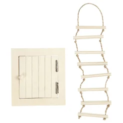 Mini Houten Zolderluik En Touwladder