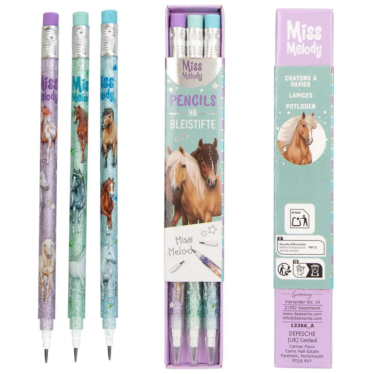 Miss Melody Doorschuif Potloden, 3st.