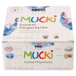 Mucki Vingerverf Metallic Blauw/Goud/Roze/Zilver, 4st.