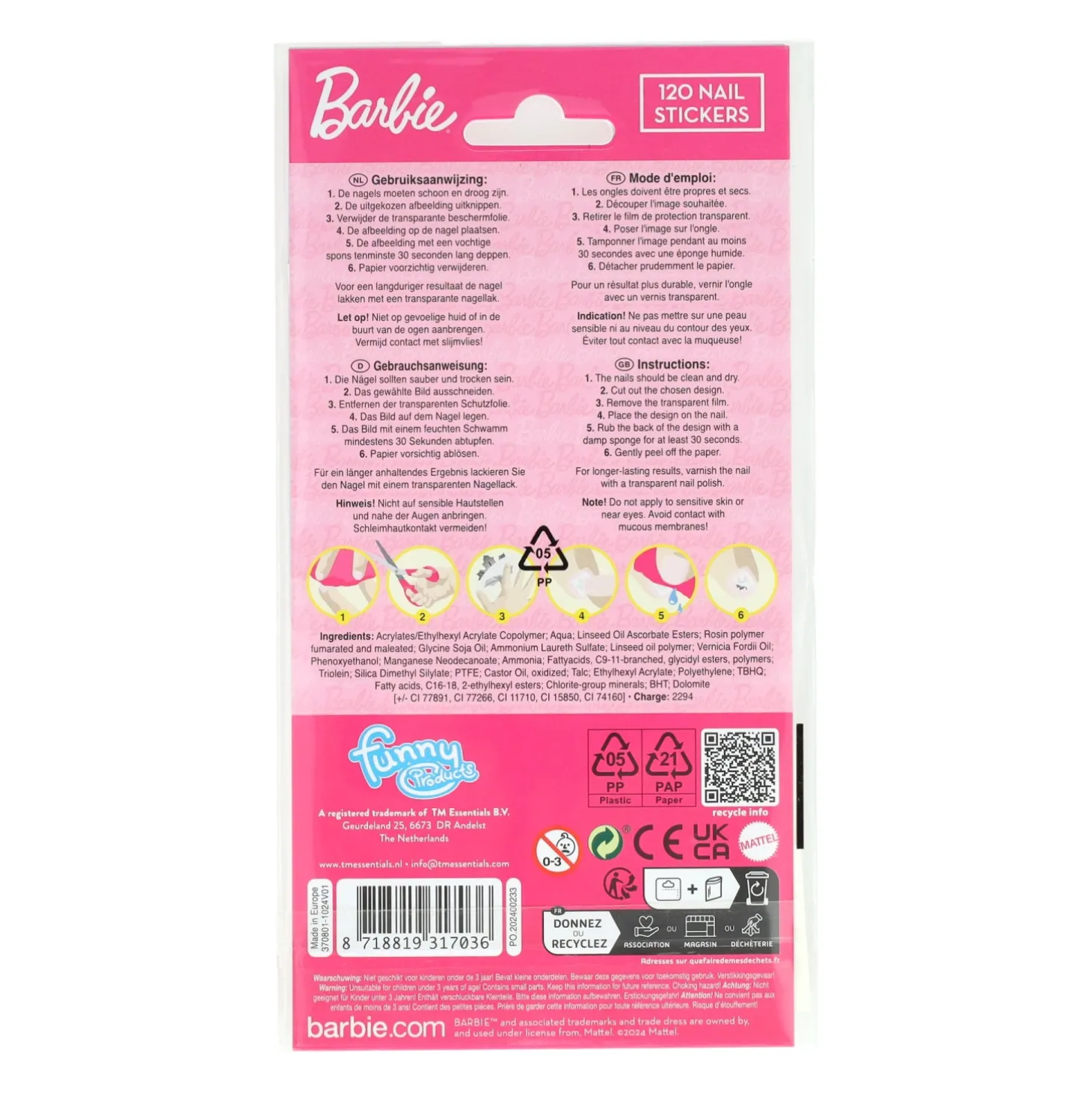 Nagelstickers Barbie, 120st.