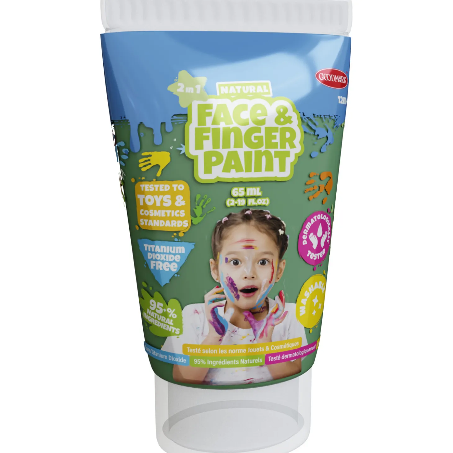 Natural Face & Fingerpaint Tube - Groen, 65ml
