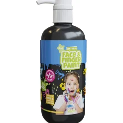 Natural Face & Fingerpaint Fles met Pompje - Zwart, 1L